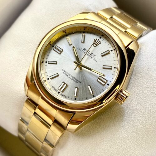Rolex Oyster For Men Golden Chain White Dial