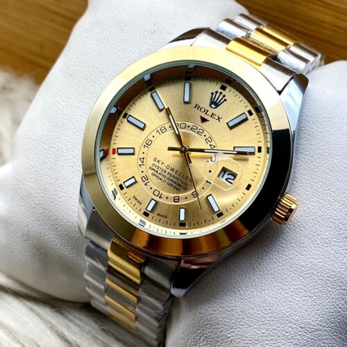 Rolex Sky Dweller Dual Tone Chain (Golden Dial)
