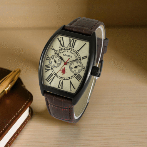 Franck Muller Casablanca Brown Strap Black Bezel White Dial